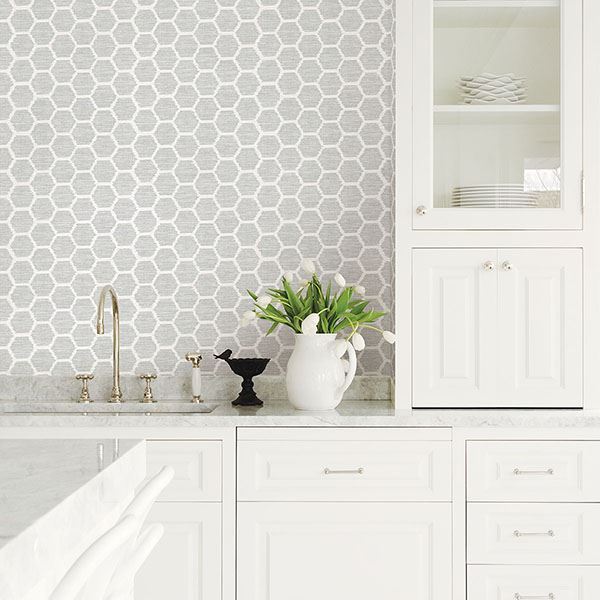 2793-24712 - Aura Grey Honeycomb Wallpaper - by A - Street Prints