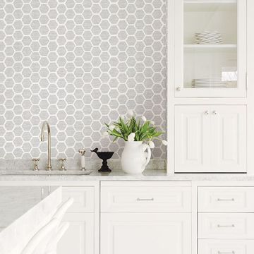 Show details for Aura Grey Honeycomb Wallpaper