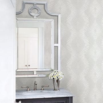 Show details for Feliz Silver Beaded Ogee Wallpaper