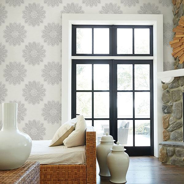 279324747 Sol Light Grey Medallion Wallpaper by A Street Prints