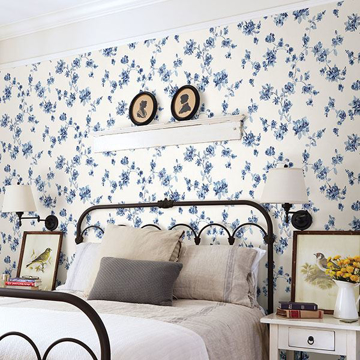 Show details for Cyrus Blue Festive Floral Wallpaper