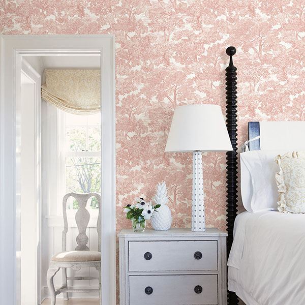 3115-12544 - Spinney Rose Toile Wallpaper - by Chesapeake
