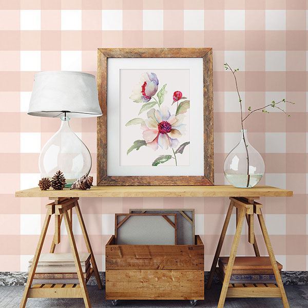311512534 Amos Light Pink Gingham Wallpaper by Chesapeake