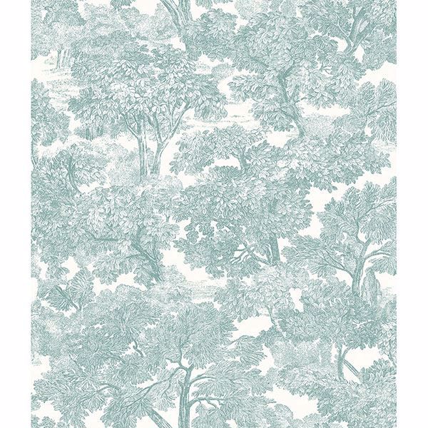 Picture of Spinney Teal Toile Wallpaper 