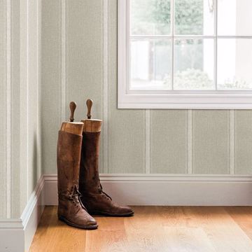 Show details for Linette Light Grey Fabric Stripe Wallpaper