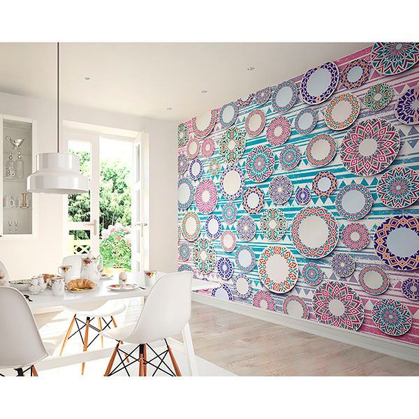 WALS0280 Ethnic Plates Wall Mural by ohpopsi