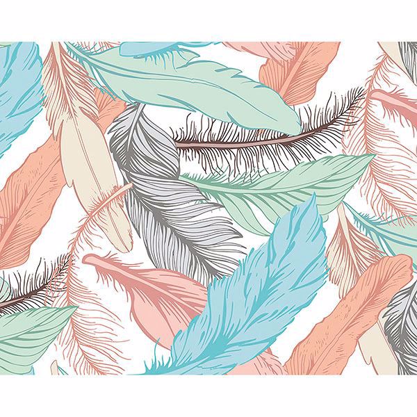 Picture of Pastel Feathers Wall Mural 