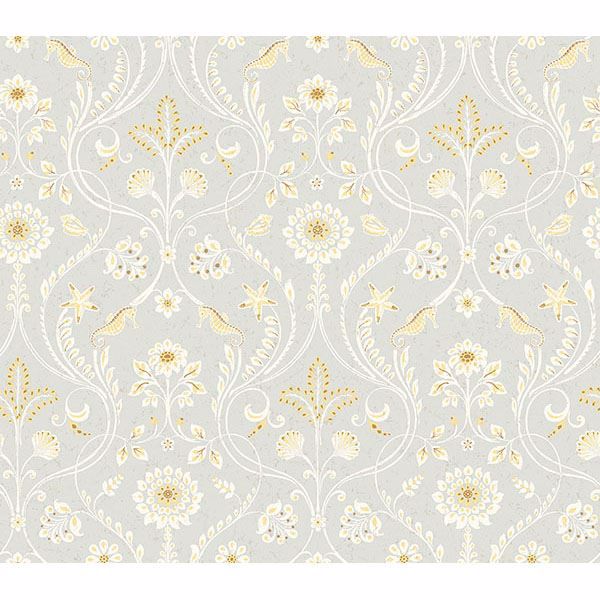 Picture of Anacapa Taupe Damask Wallpaper 
