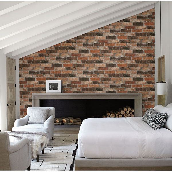 276622300 Bushwick Red Reclaimed Bricks Wallpaper by Brewster