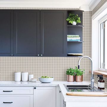 Show details for Crystalline Taupe Glass Tile Wallpaper