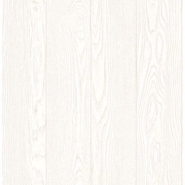 Picture of Groton Off-White Wood Plank Wallpaper 