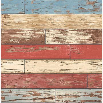 Picture of Siesta Key Red Scrap Wood Wallpaper 