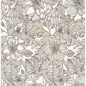 Picture of Vera Taupe Flowers Wallpaper 