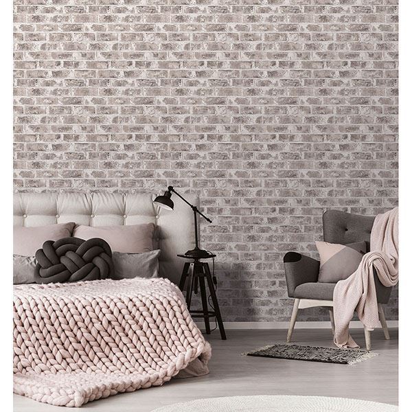 UW24761 - Jomax Grey Warehouse Brick Wallpaper - by Brewster