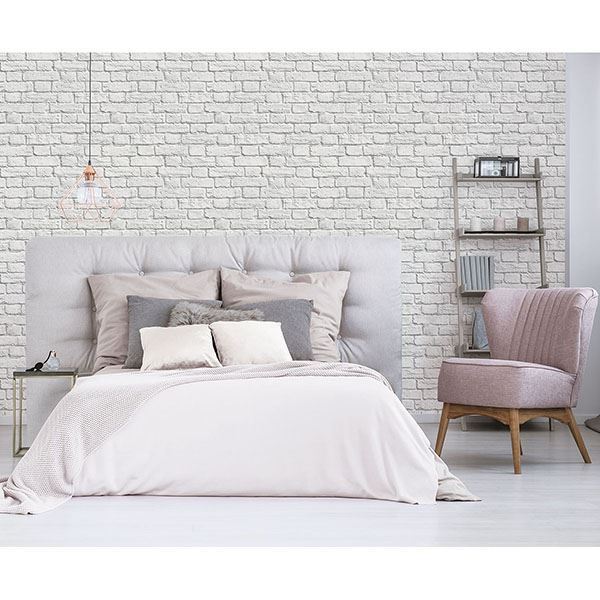 UW24763 - Cologne White Painted Brick Wallpaper - by Brewster