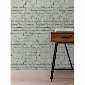 Picture of Cologne Grey Painted Brick Wallpaper 