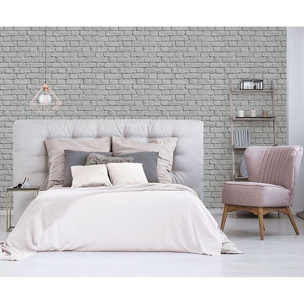 UW24764 - Cologne Grey Painted Brick Wallpaper - by Brewster