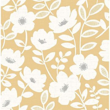 Show details for Bergman Mustard Scandi Flower Wallpaper