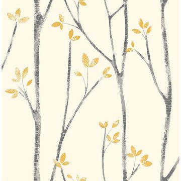 Show details for Ingrid Mustard Scandi Tree Wallpaper