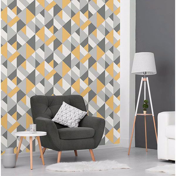 Picture of Delano Yellow Structured Geo Wallpaper 