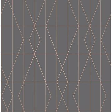 Show details for LeVeque Charcoal Deco Diamond Geo Wallpaper