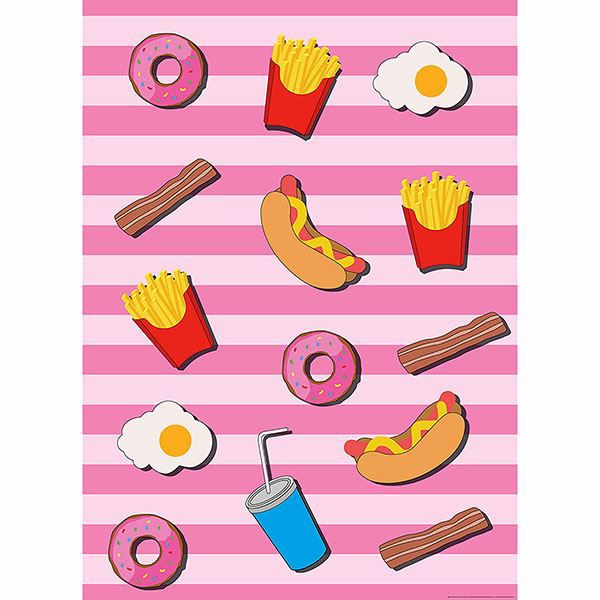 Picture of Fast Food Kitchen Pink Wall Mural 