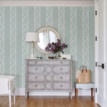 Show details for Latticework Aqua Wallpaper by Sarah Richardson