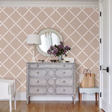Show details for Petal Ikat Trellis Wallpaper by Sarah Richardson