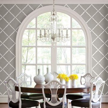 Show details for Sterling Ikat Trellis Wallpaper by Sarah Richardson