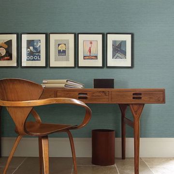 Show details for Citi Teal Woven Texture Wallpaper