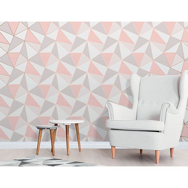 290041685 Arken Rose Gold Geometric Wallpaper by Fine Decor
