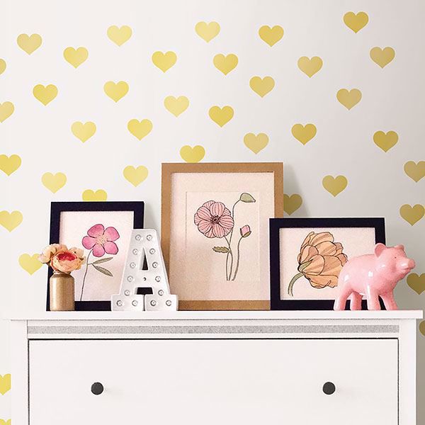 Picture of Metallic Gold Hearts Wall Art Kit