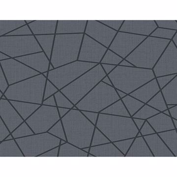 Picture of Heath Blue Geometric Linen Wallpaper