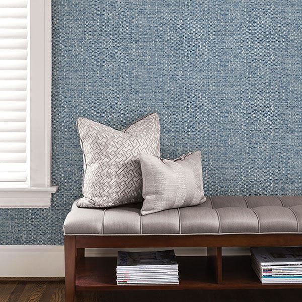 NU2918 Navy Poplin Texture Peel and Stick Wallpaper by NuWallpaper