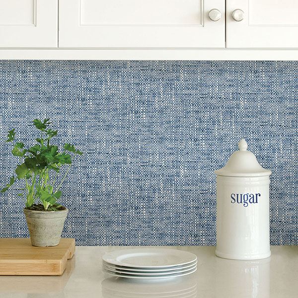 NU2918 - Navy Poplin Texture Peel and Stick Wallpaper - by NuWallpaper