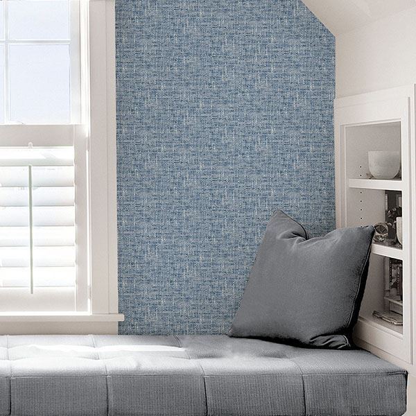 NU2918 - Navy Poplin Texture Peel and Stick Wallpaper - by NuWallpaper