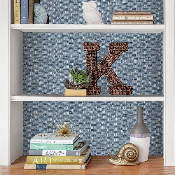 NU2918 Navy Poplin Texture Peel and Stick Wallpaper by NuWallpaper