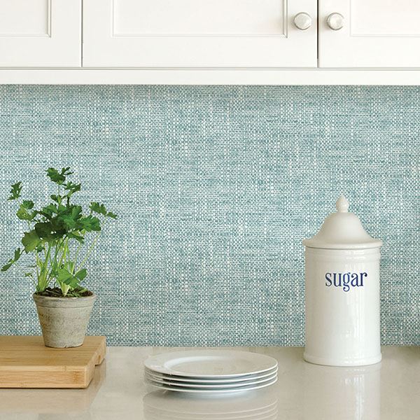 NU2919 Aqua Poplin Texture Peel and Stick Wallpaper by NuWallpaper