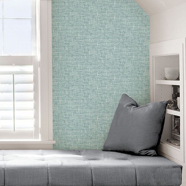 NU2919 Aqua Poplin Texture Peel and Stick Wallpaper by NuWallpaper
