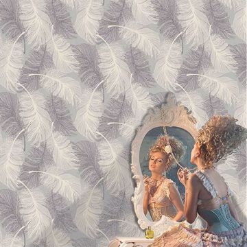 Show details for Journey Grey Feather Wallpaper