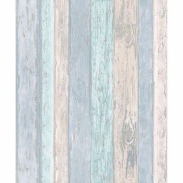 Picture of Cannon Blue Distressed Wood Wallpaper 