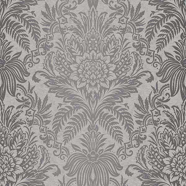 M1067 - Signature Grey Damask Wallpaper - by Crown
