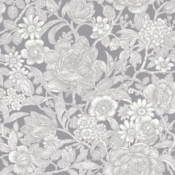 Picture of Hedgerow Grey Floral Trails Wallpaper 