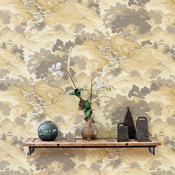Show details for Ordos Yellow Eastern Toile Wallpaper