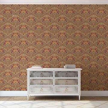 Show details for Donovan Burnt Sienna Nouveau Floral Wallpaper