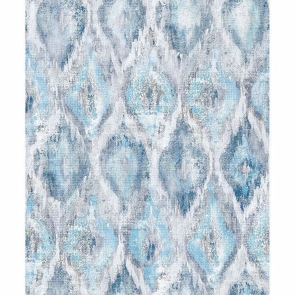 Picture of Gilboa Blue Ikat Wallpaper