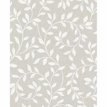 Picture of Torrey Light Grey Leaf Trail Wallpaper 