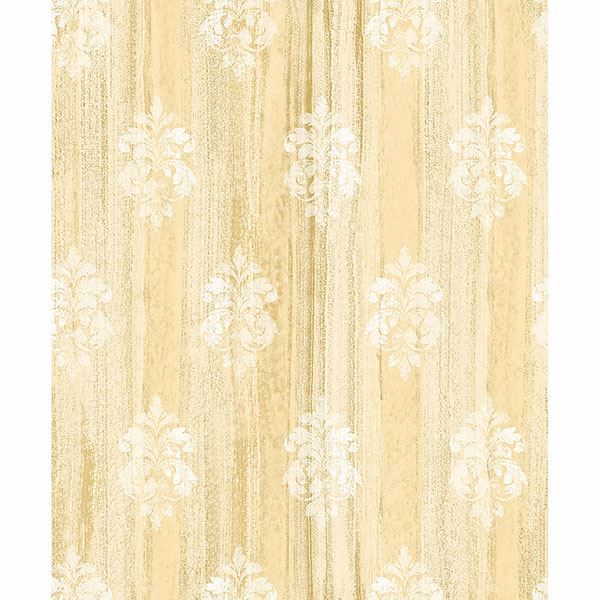 Picture of Alison Yellow Damask Motif Wallpaper 