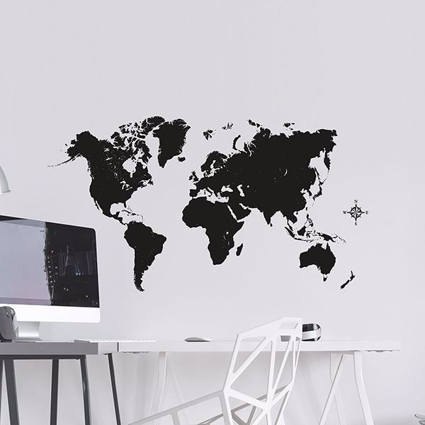 Black Map Wall Decals