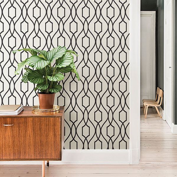 280987711 Evelyn Black Trellis Wallpaper by Advantage